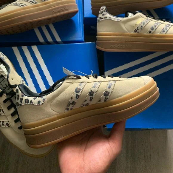 adidas Gazelle Beige Leopard Sneakers - Picture 2 of 10
